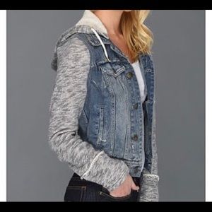 Free People Knit Hooded Denim Jacket